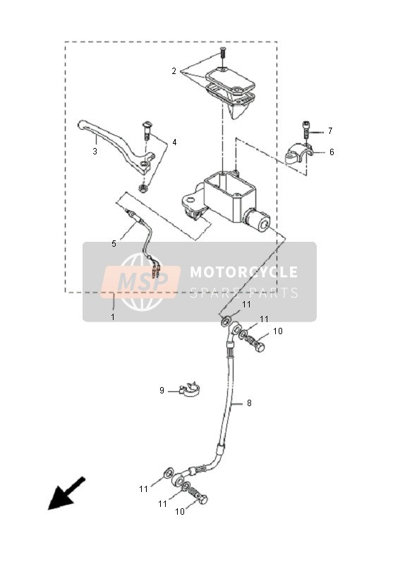 Yamaha CW50L BWS 2005 Maître-cylindre avant pour un 2005 Yamaha CW50L BWS